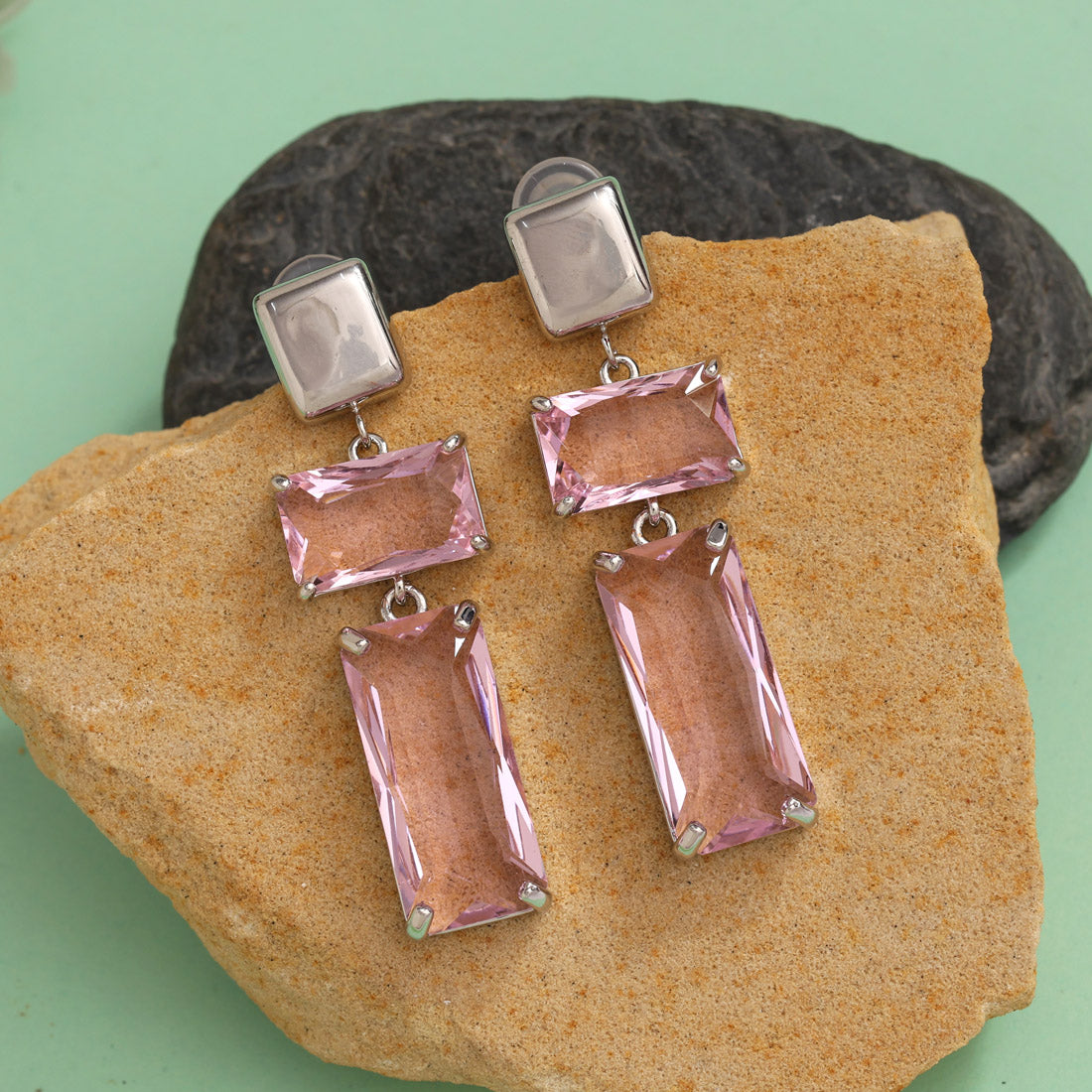 Pink Color American Diamond Earrings (ADE593PNK) Jewellery GetGlit