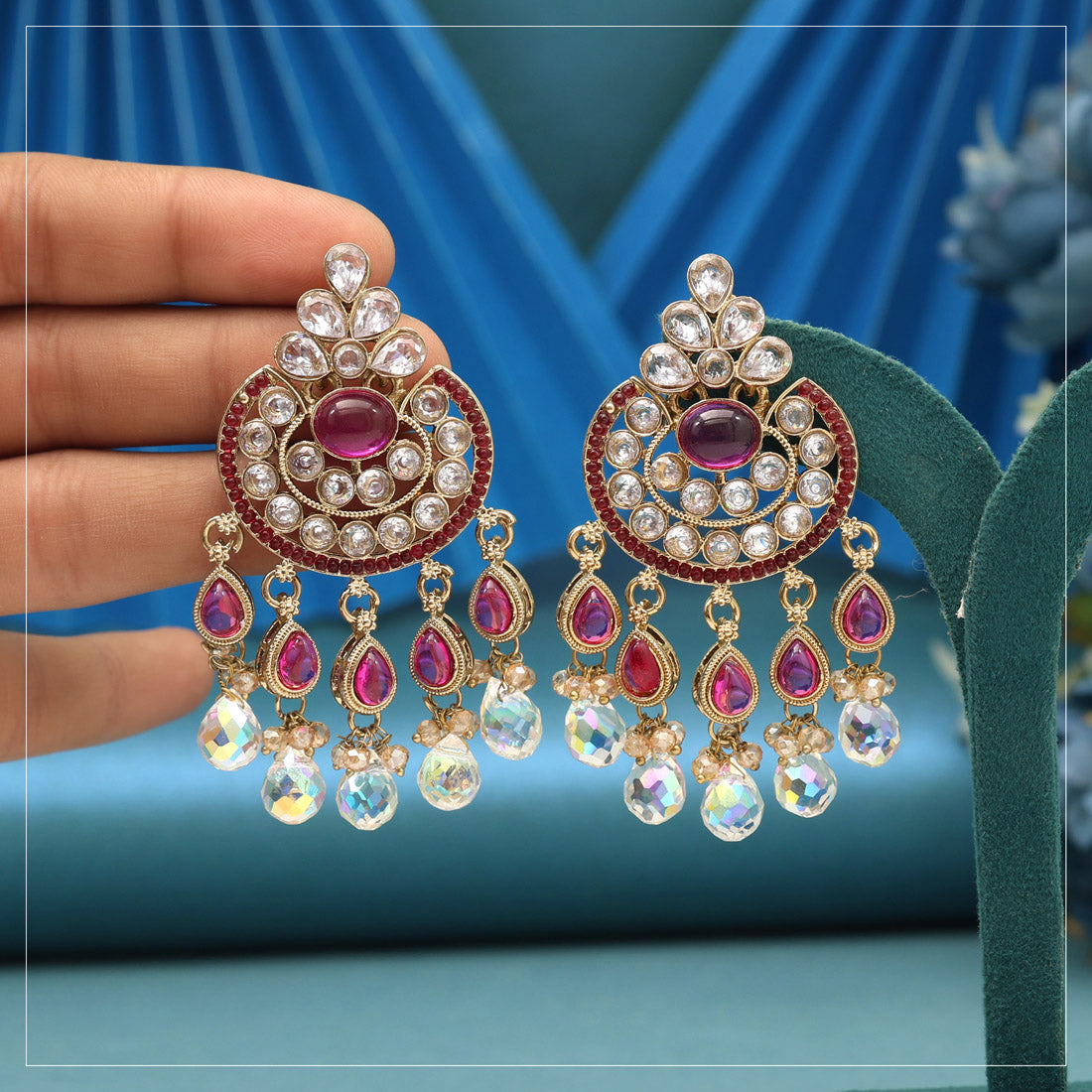 Rani Color American Diamond Earrings Jewellery GetGlit