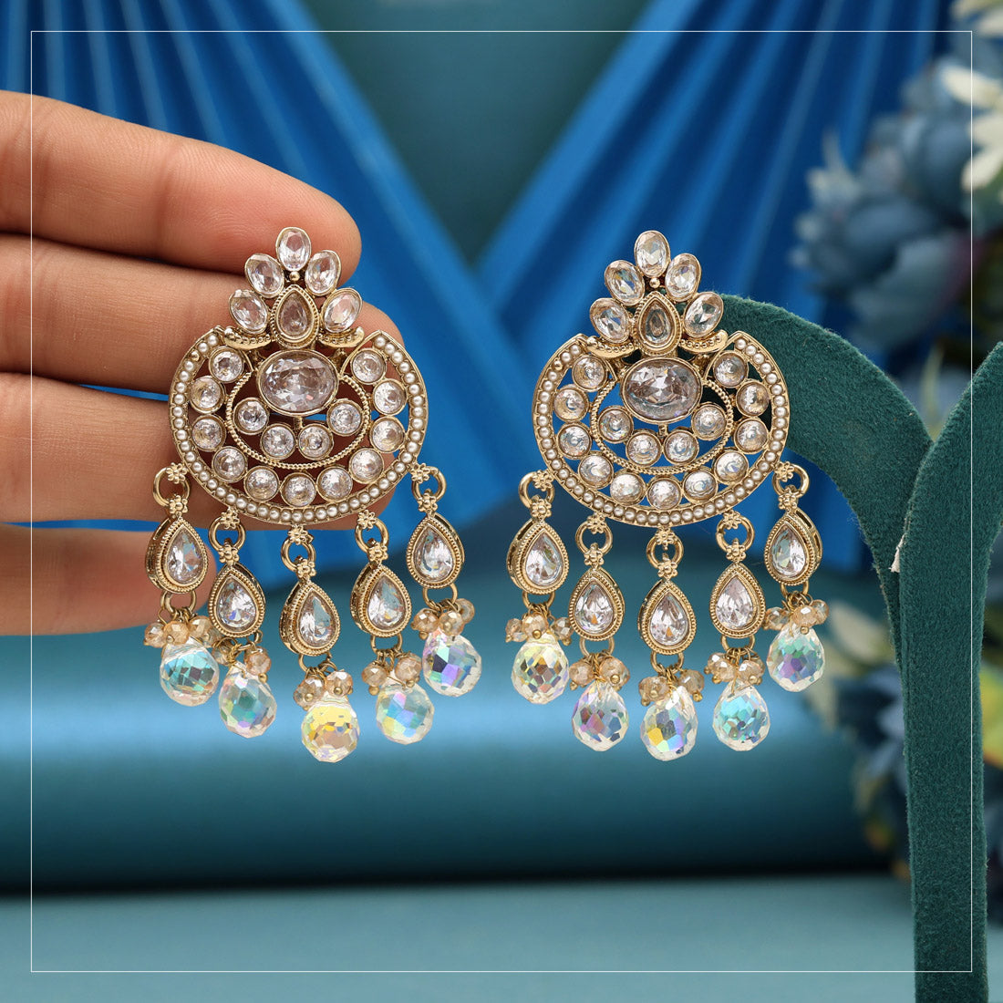 White Color American Diamond Earrings Jewellery GetGlit