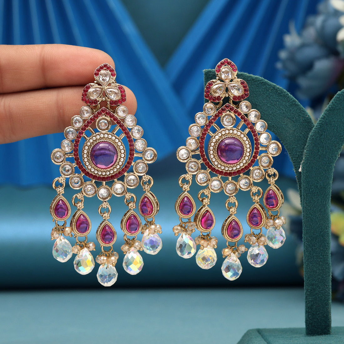 Rani Color American Diamond Earrings (ADE621RNI) Jewellery GetGlit