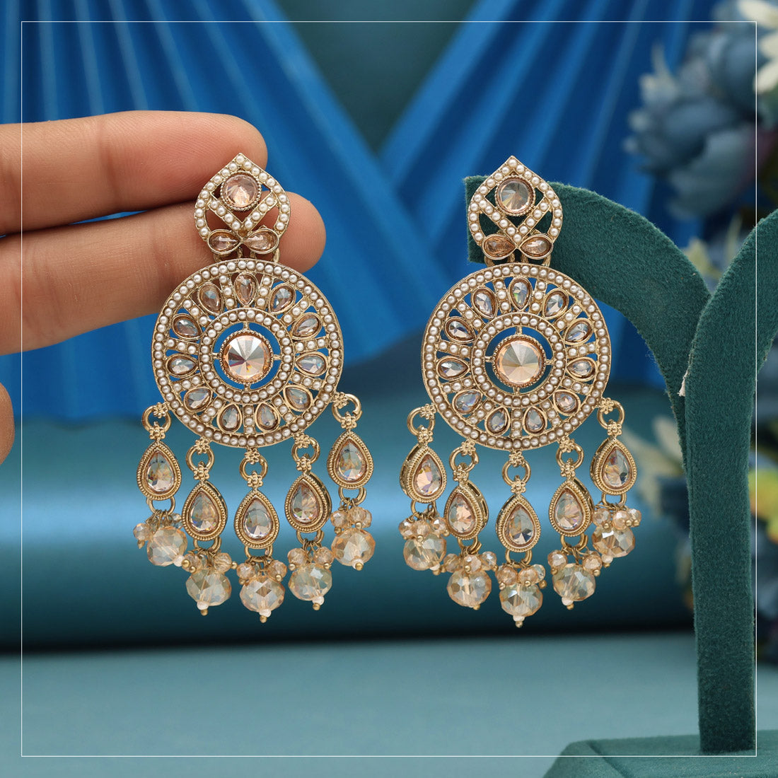 Gold Color American Diamond Earrings Jewellery GetGlit