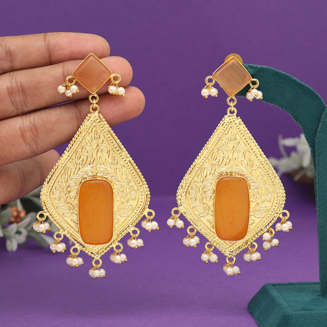 Gold Color Amrapali Earrings Jewellery GetGlit