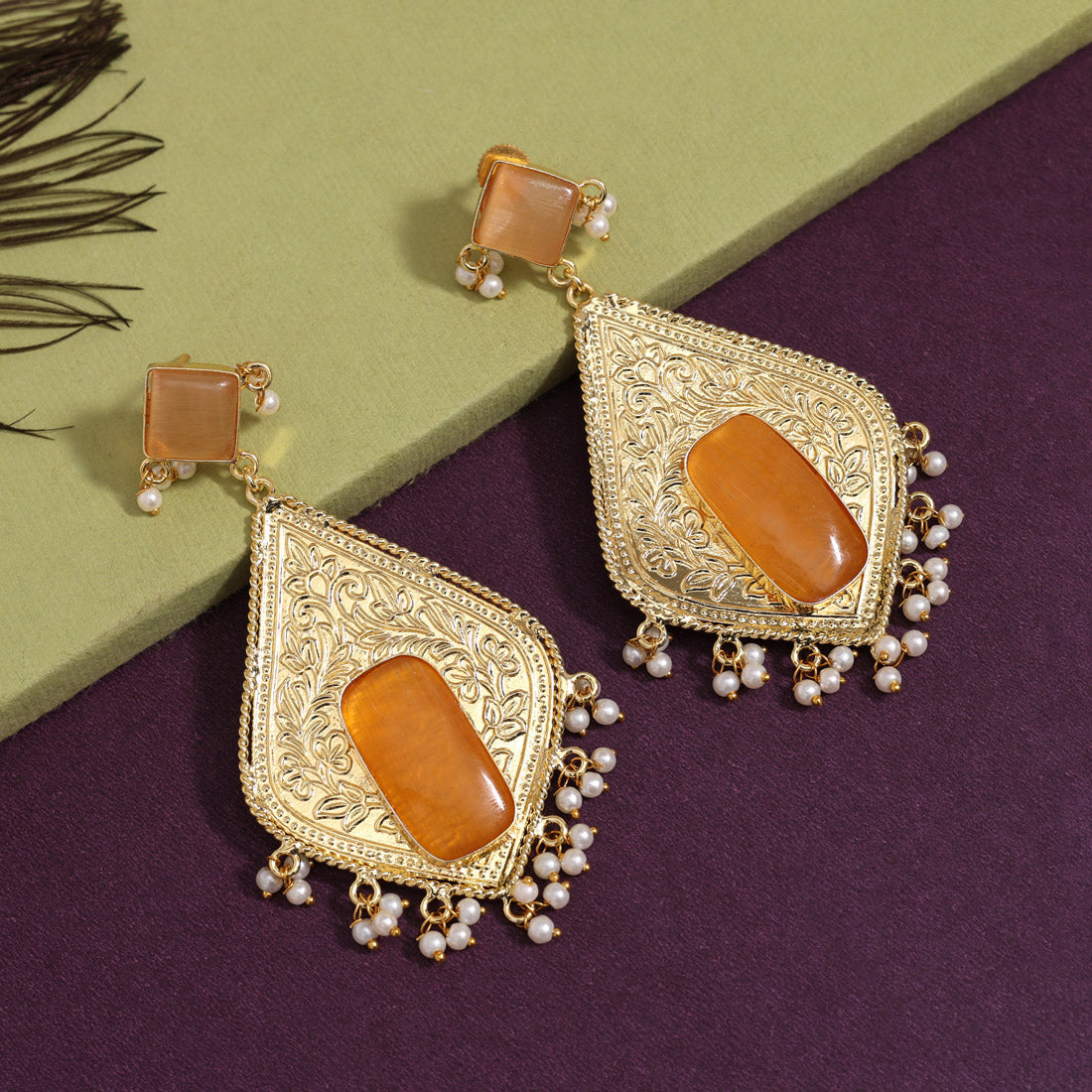Gold Color Amrapali Earrings Jewellery GetGlit