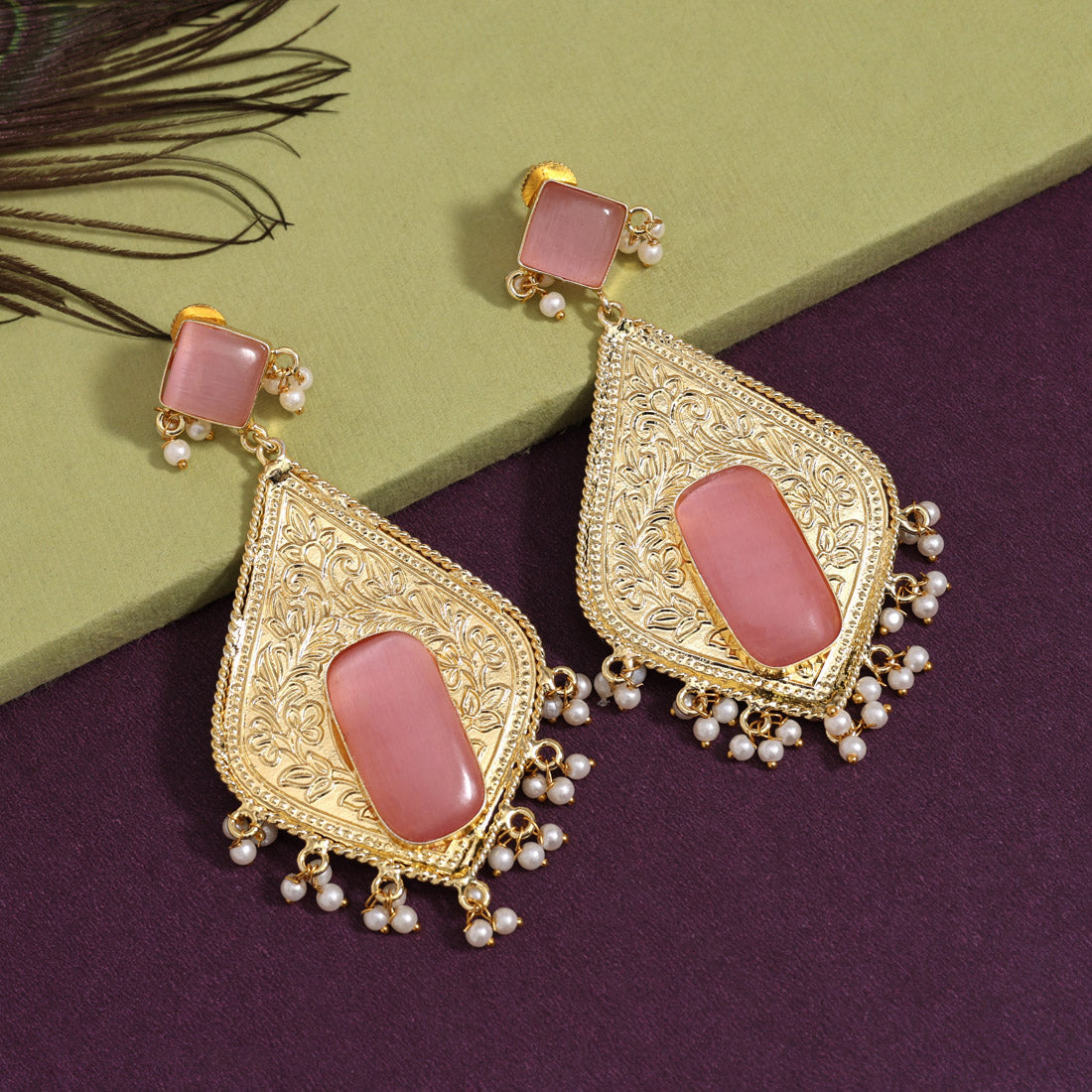 Pink Color Amrapali Earrings (AMPE432PNK) Jewellery GetGlit