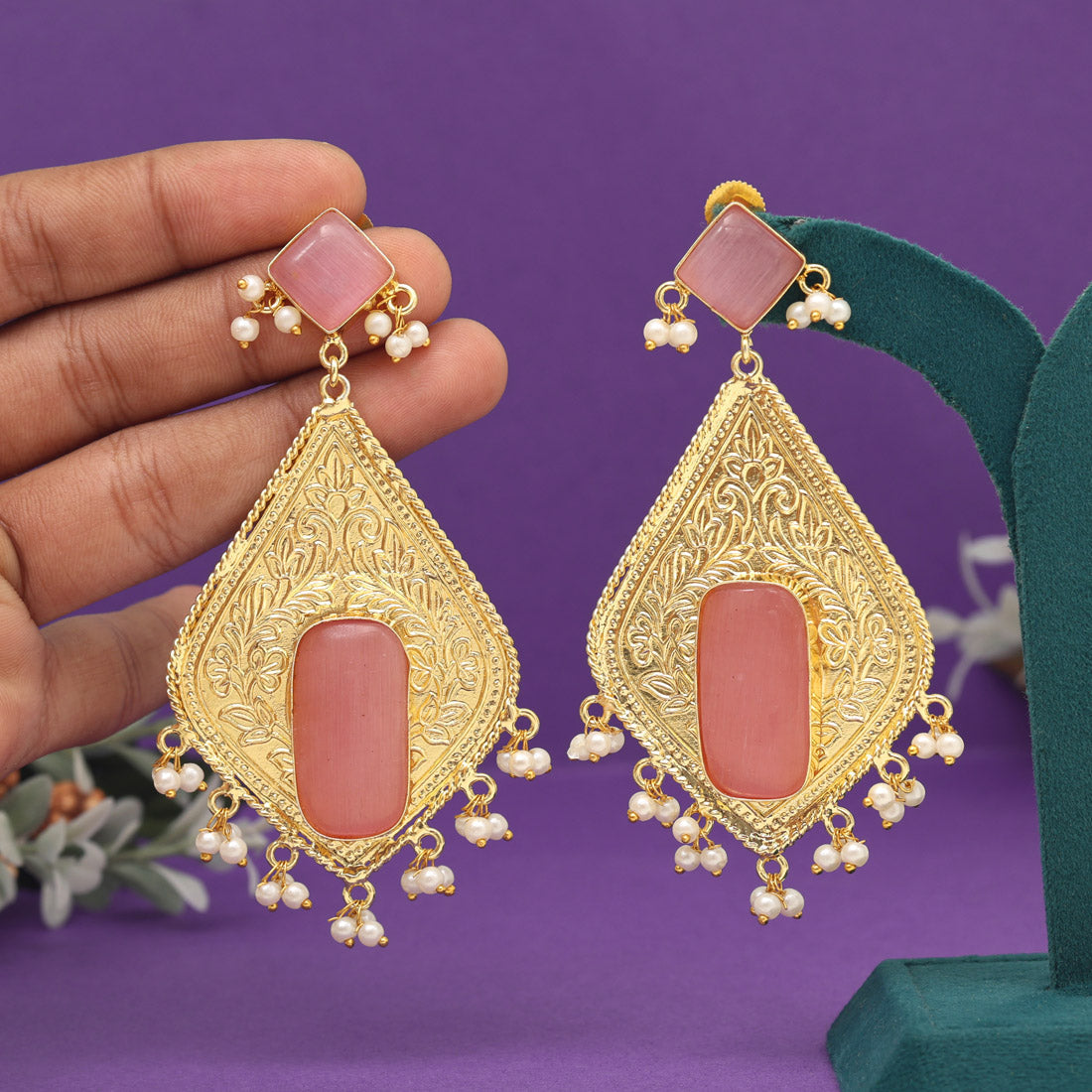 Pink Color Amrapali Earrings (AMPE432PNK) Jewellery GetGlit