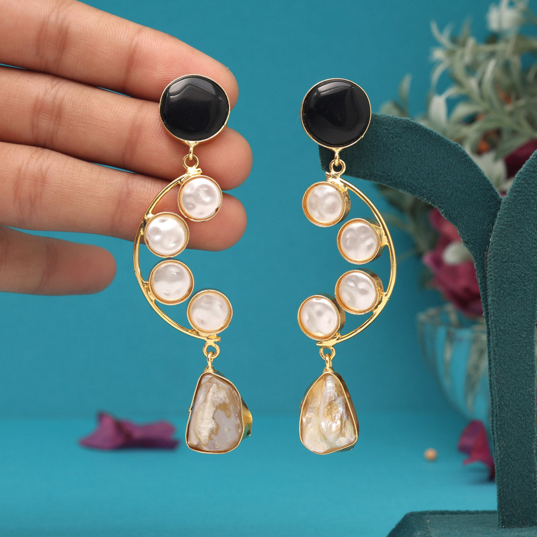 Black Color Amrapali Earrings Jewellery GetGlit