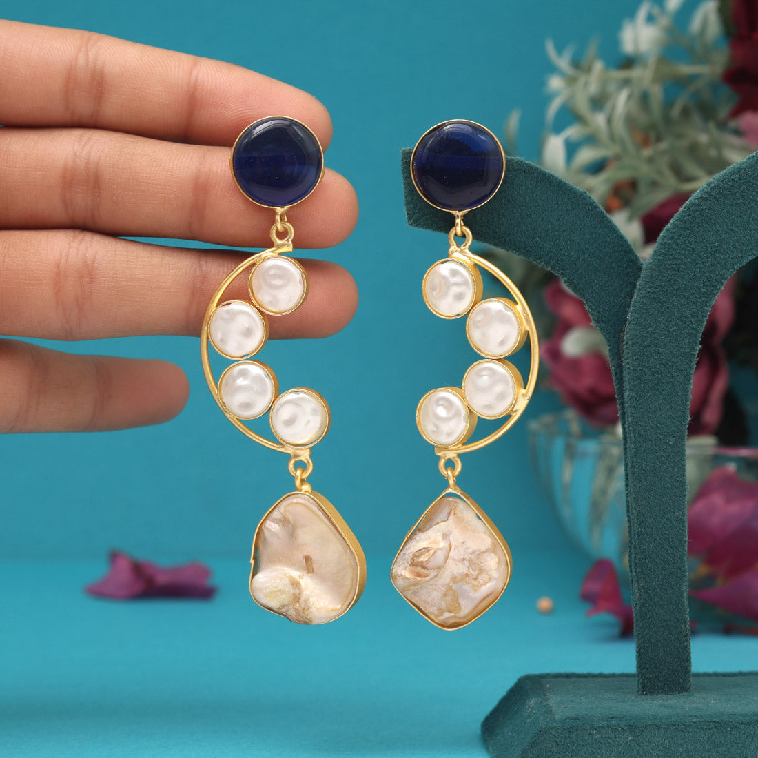 Blue Color Amrapali Earrings Jewellery GetGlit