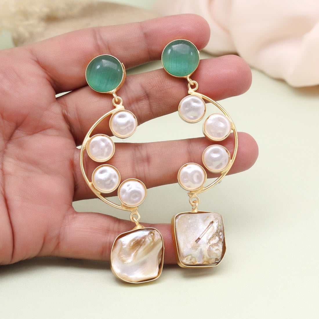 Serene Pista Green Color Amrapali Earrings Jewellery GetGlit