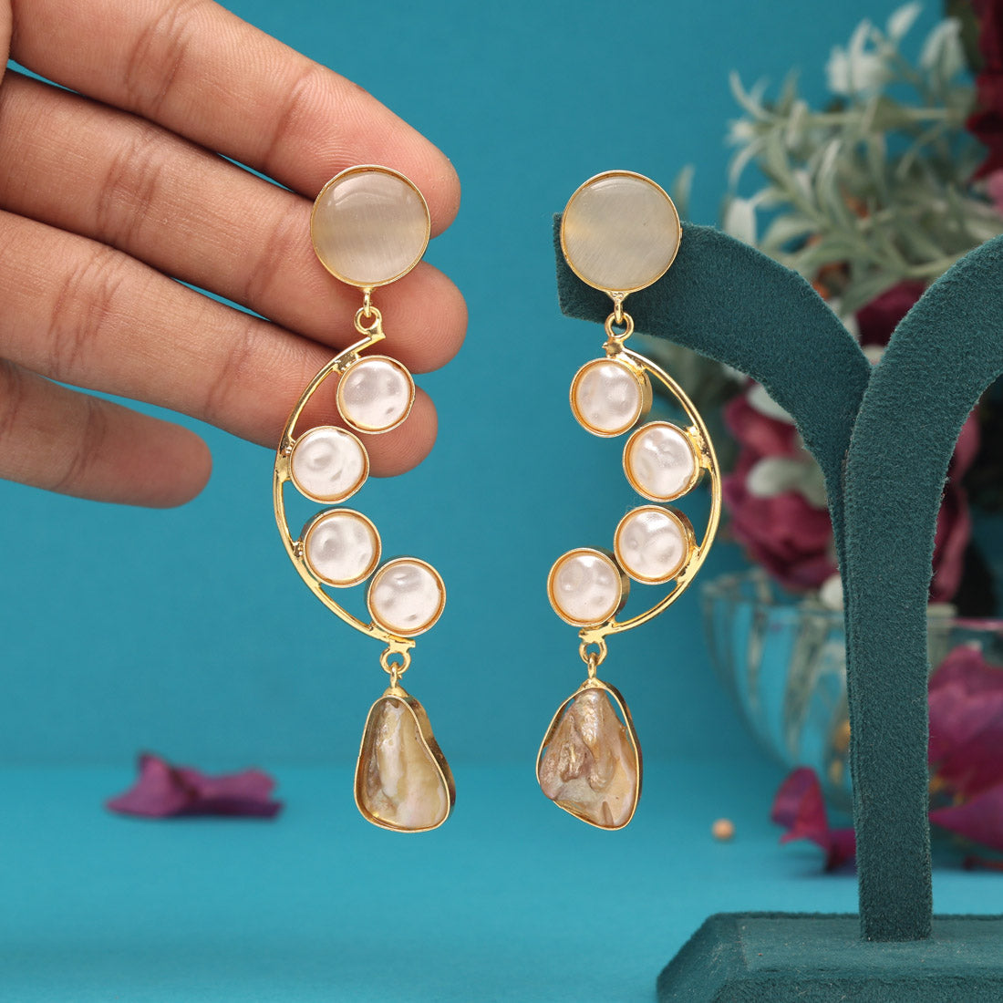 White Color Amrapali Earrings Jewellery GetGlit