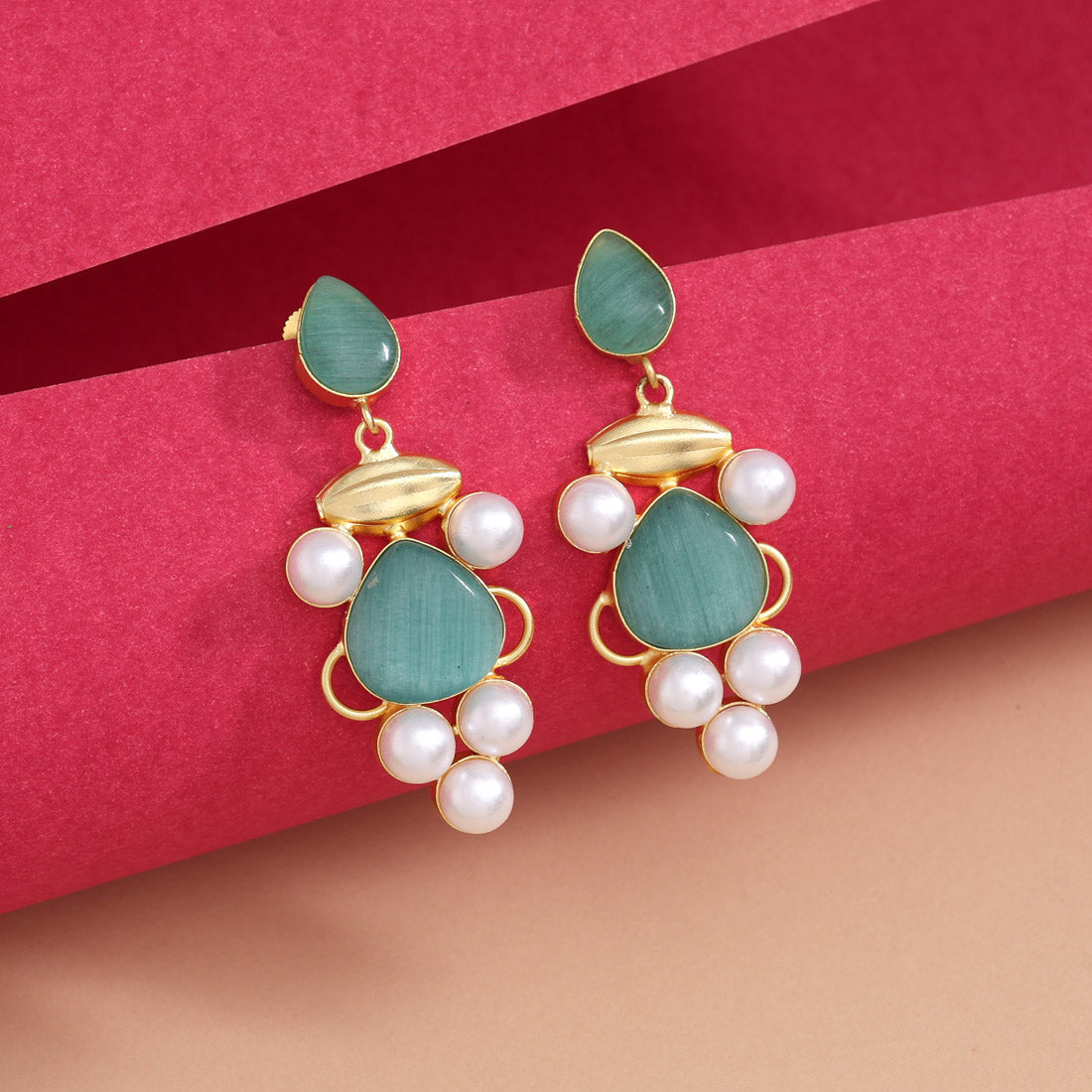 Pista Green Color Amrapali Earrings Jewellery GetGlit