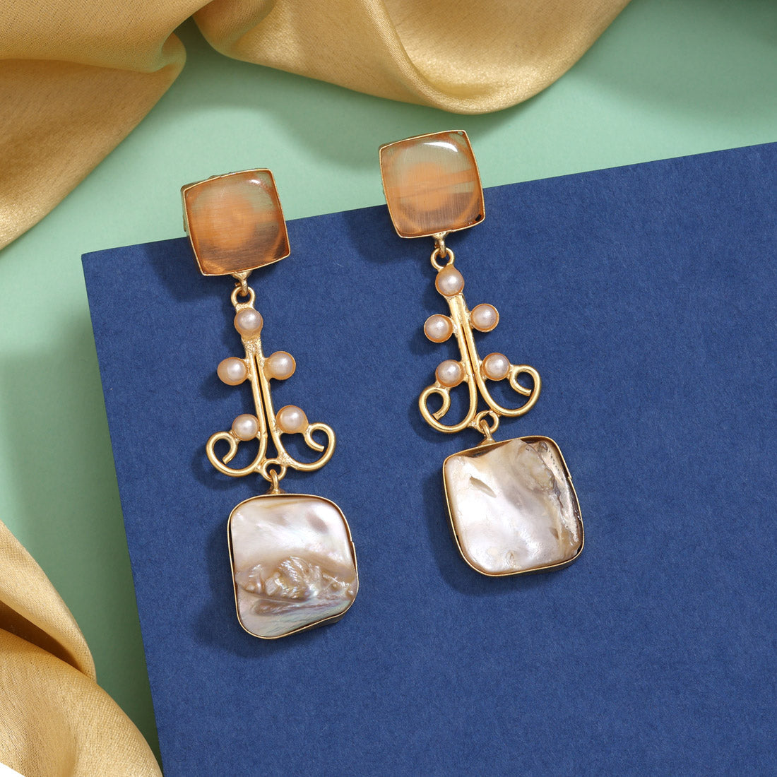 Mustard Yellow Color Amrapali Earrings Jewellery GetGlit