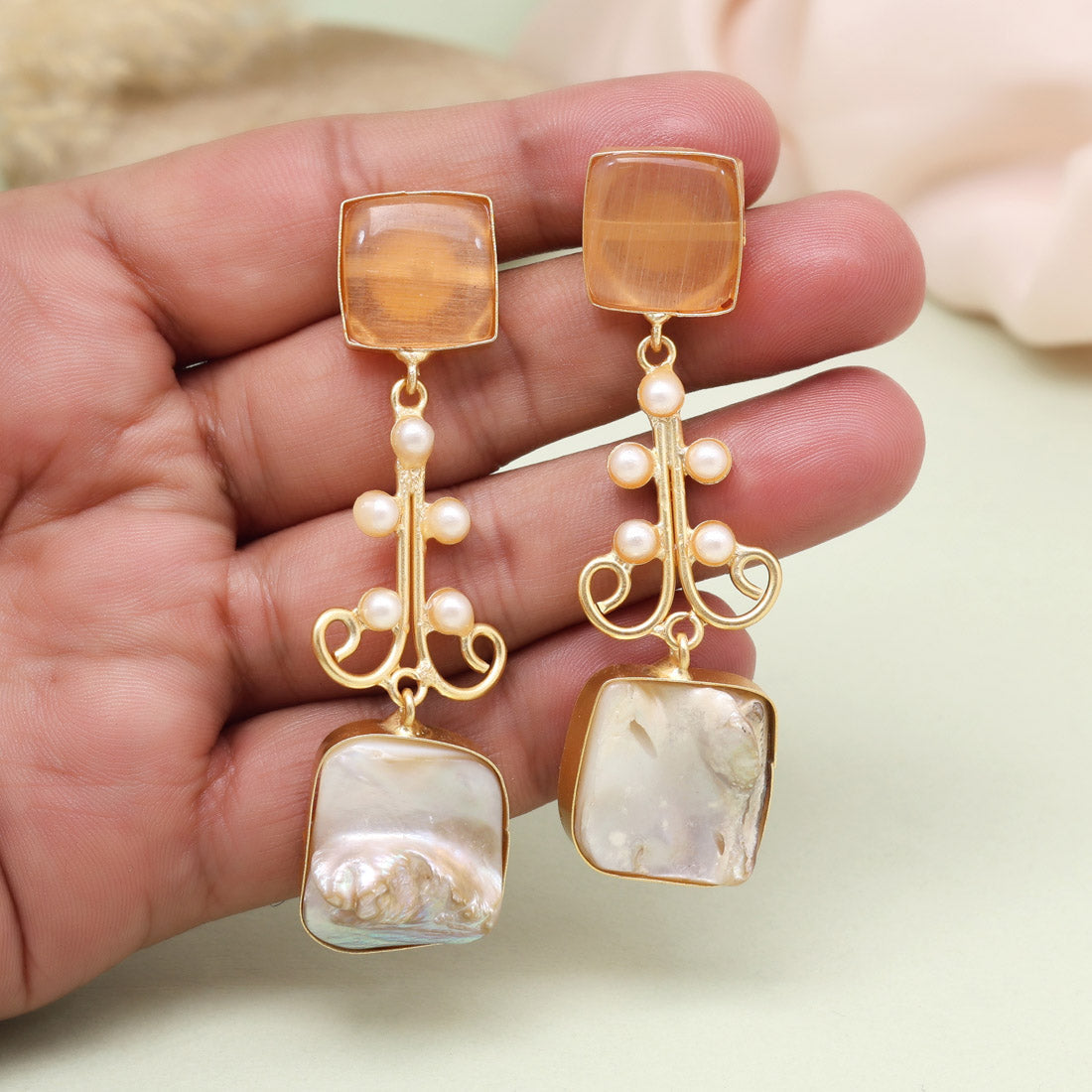 Mustard Yellow Color Amrapali Earrings Jewellery GetGlit