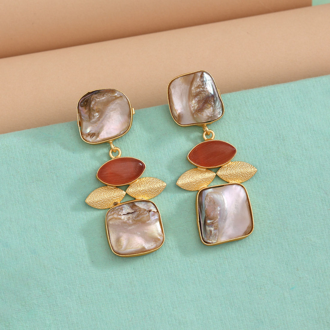 Orange Color Amrapali Earrings Jewellery GetGlit