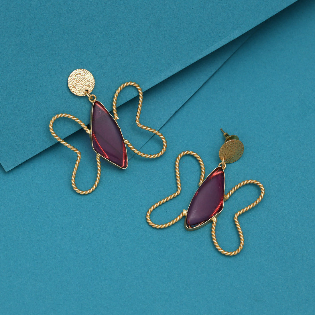 Magenta Color Butterfly Design Amrapali Earrings Jewellery GetGlit
