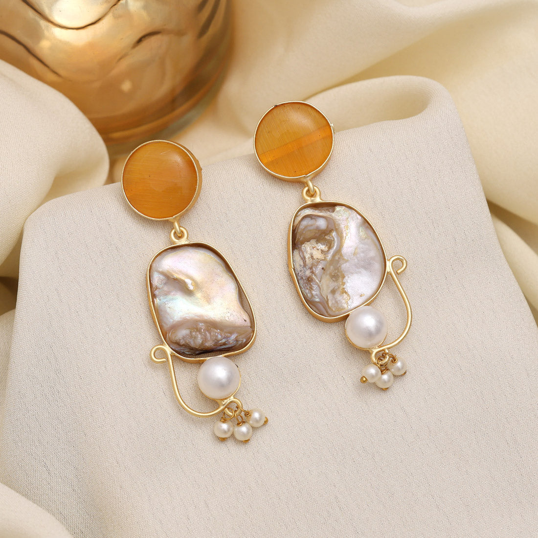 Yellow Color Amrapali Earrings Jewellery GetGlit