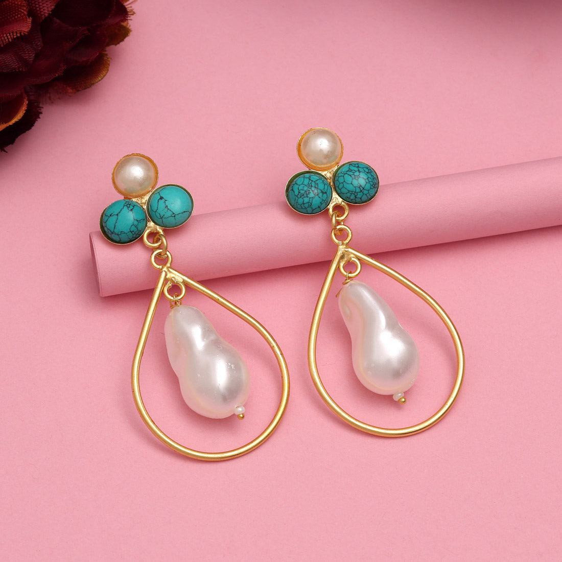 Aqua Green Color Amrapali Earrings Jewellery GetGlit