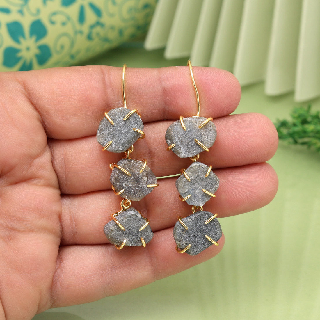 Grey Color Amrapali Earrings Jewellery GetGlit