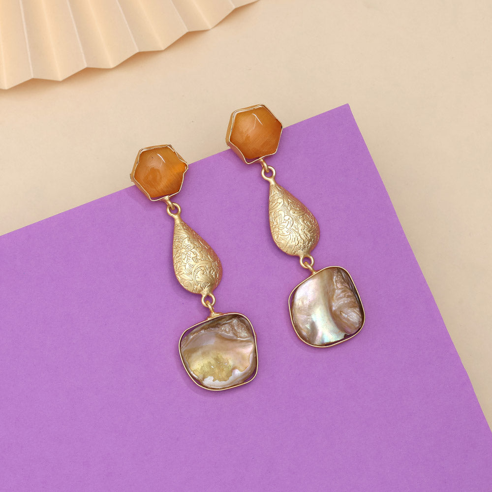 Creamy Mustard Yellow Color Amrapali Earrings Jewellery GetGlit