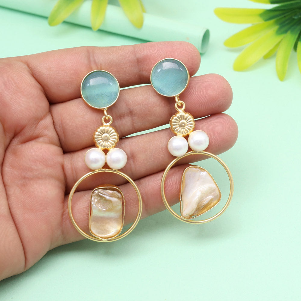 Clear Sky Blue Color Amrapali Earrings Jewellery GetGlit