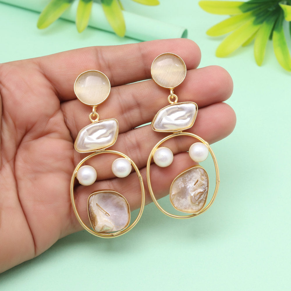 Bright Pearl White Color Amrapali Earrings Jewellery GetGlit