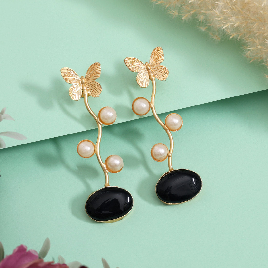 Intense Black Color Amrapali Earrings Jewellery GetGlit