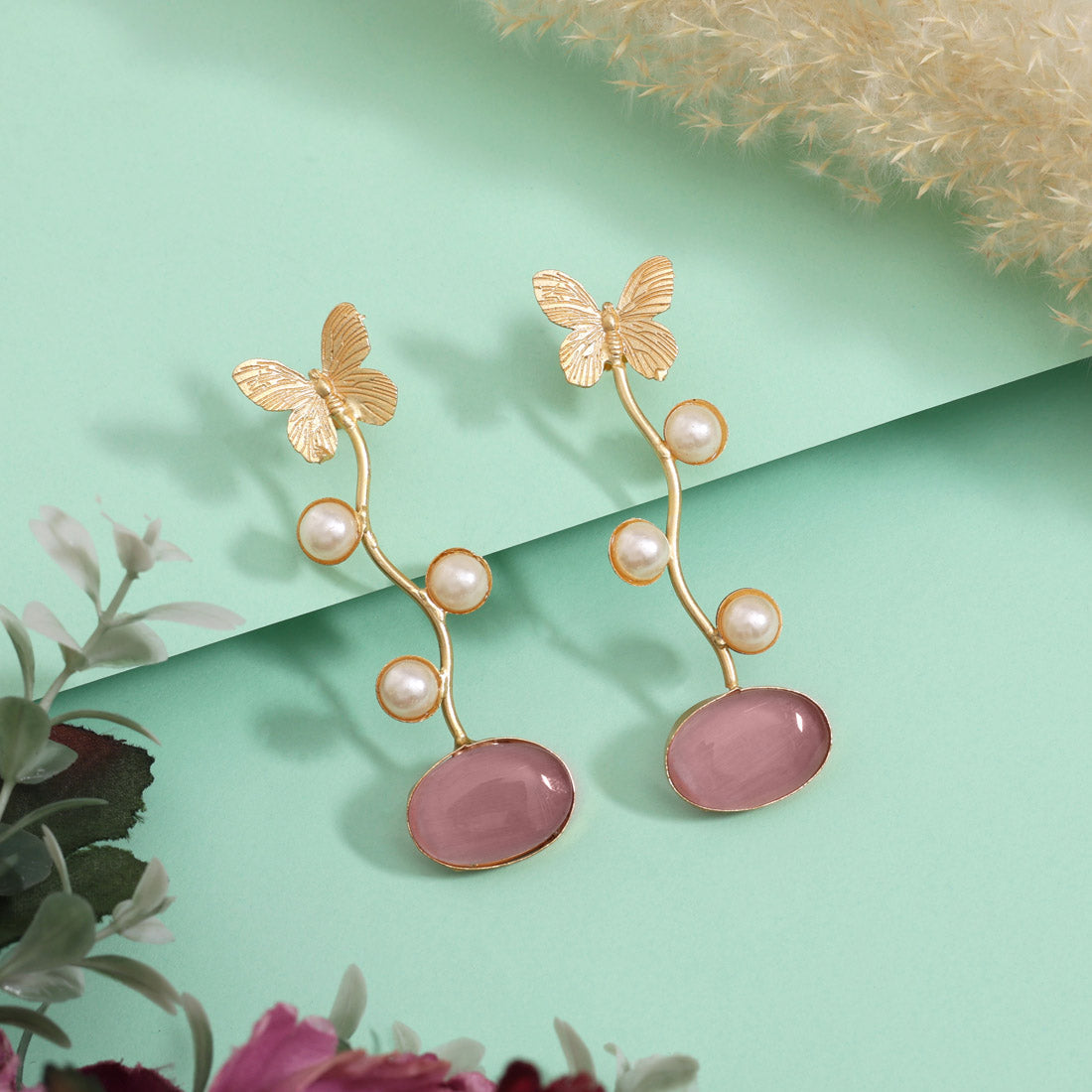 Lovely Pink Color Amrapali Earrings Jewellery GetGlit