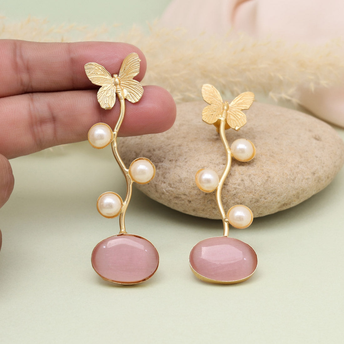 Lovely Pink Color Amrapali Earrings Jewellery GetGlit