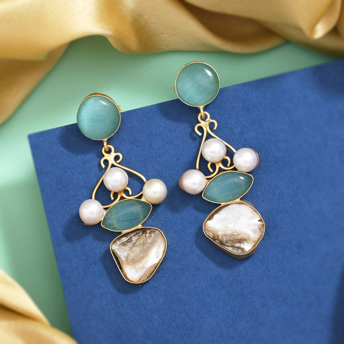 Tranquil Firozi Color Amrapali Earrings Jewellery GetGlit