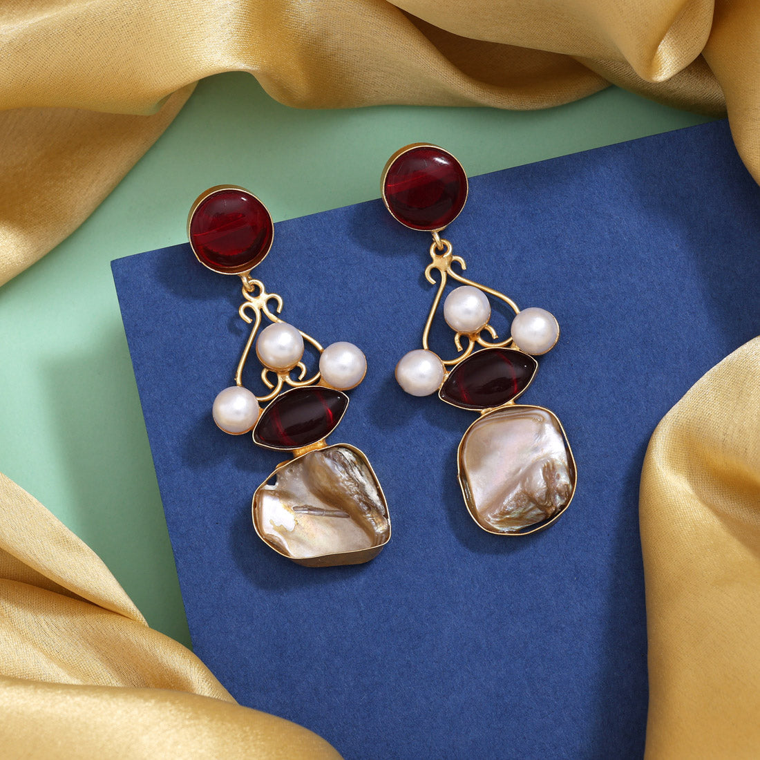 Rich Maroon Color Amrapali Earrings Jewellery GetGlit