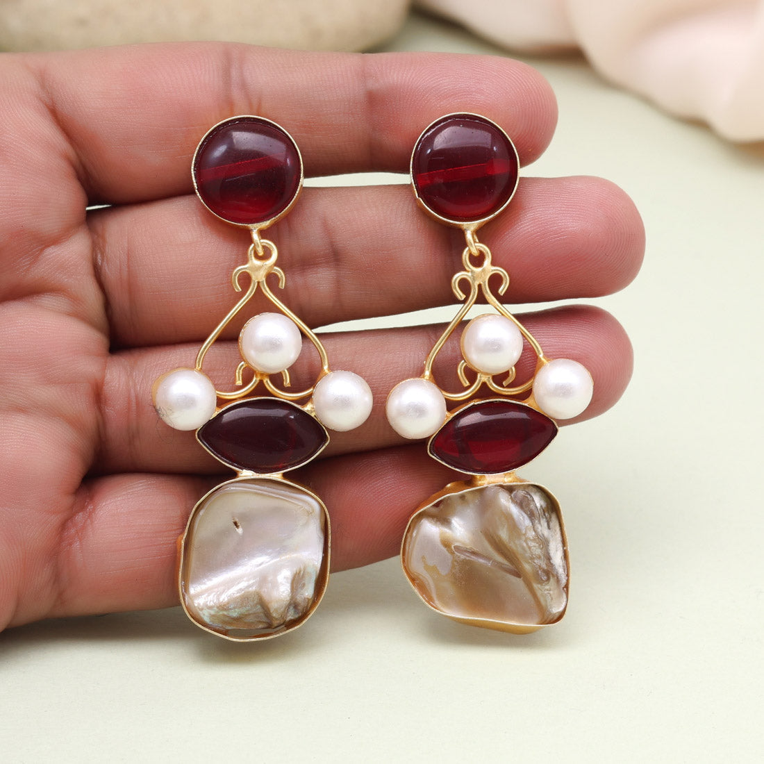 Rich Maroon Color Amrapali Earrings Jewellery GetGlit