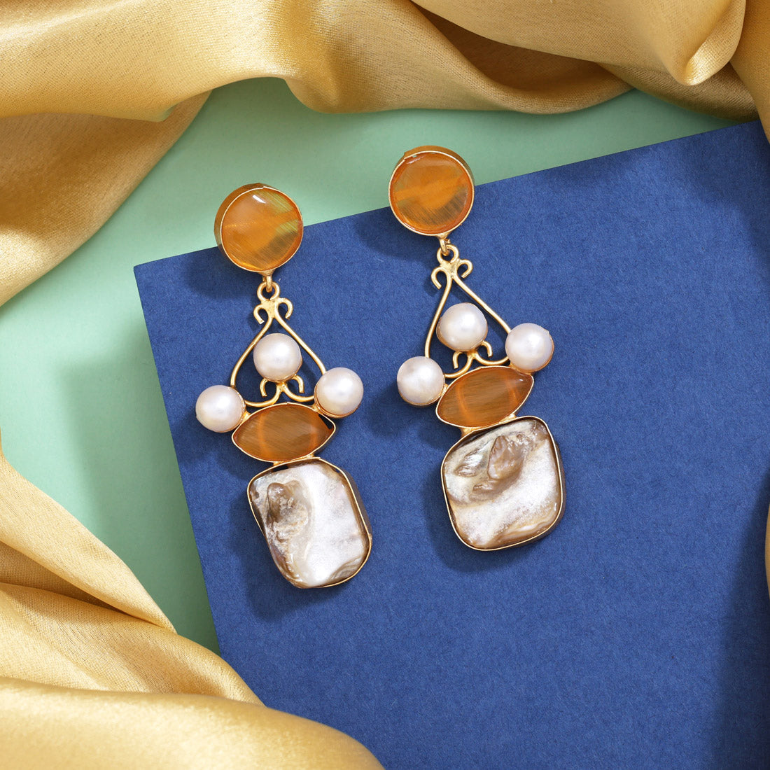 Radiant Mustard Yellow Color Amrapali Earrings Jewellery GetGlit