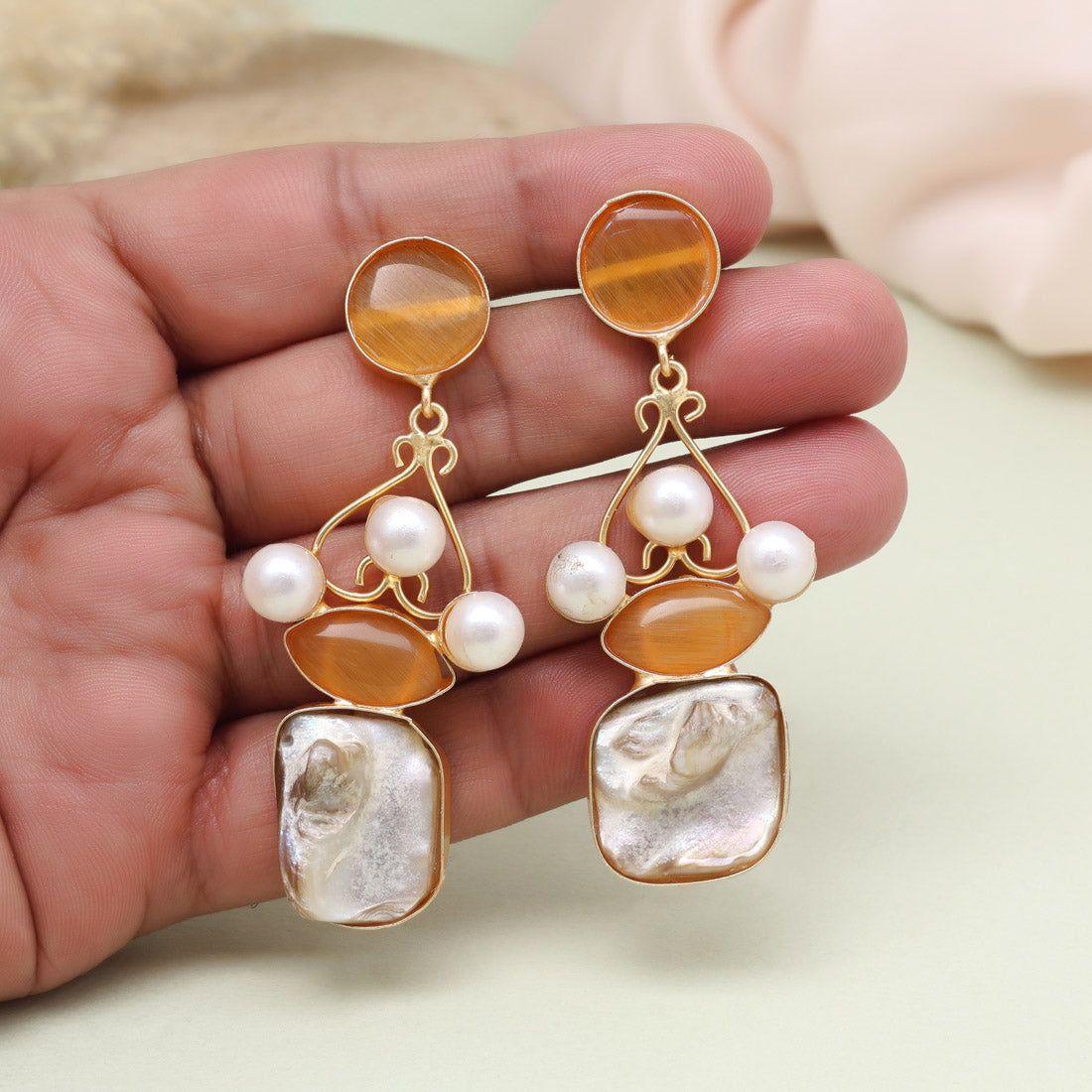 Radiant Mustard Yellow Color Amrapali Earrings Jewellery GetGlit