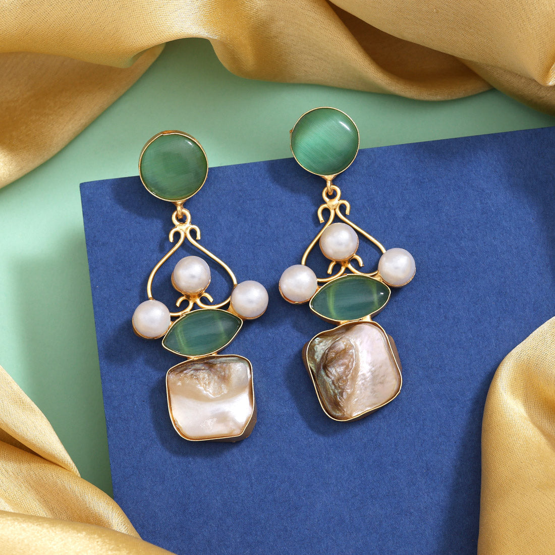 Lively Pista Green Color Amrapali Earrings Jewellery GetGlit