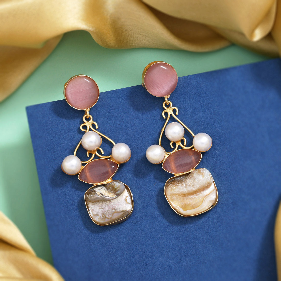 Elegant Pink Color Amrapali Earrings Jewellery GetGlit