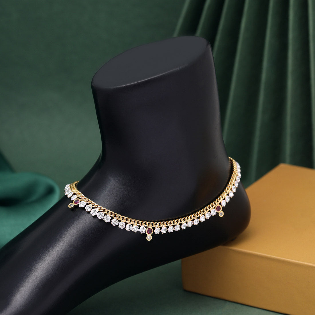 Rani Color Rhinestone Anklets (ANK1103RNI) Jewellery GetGlit