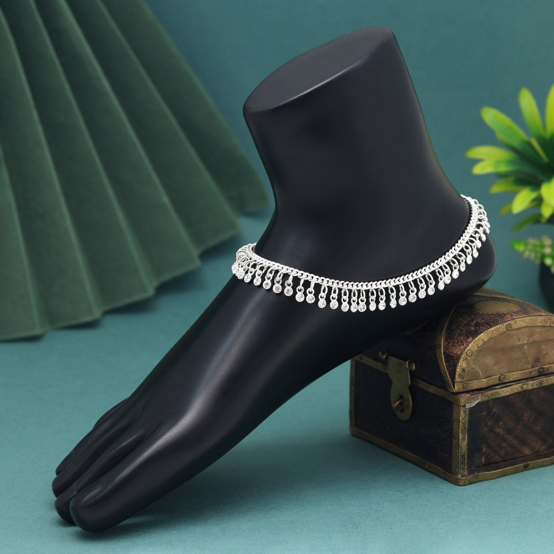 Silver Color Anklets (ANK1139SLV) Jewellery GetGlit