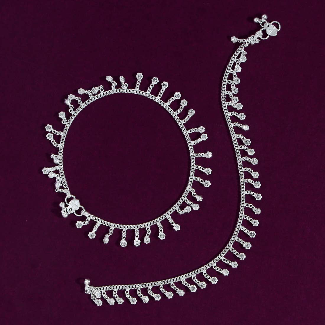 Silver Color Rhinestone Anklets (ANK423SLV) Jewellery GetGlit