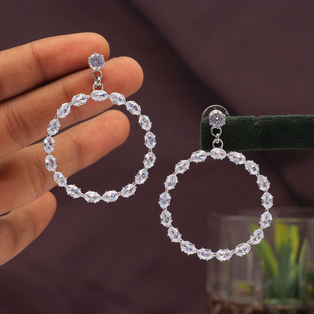 White Color Antique Earrings (ANTE1645WHT) Jewellery GetGlit