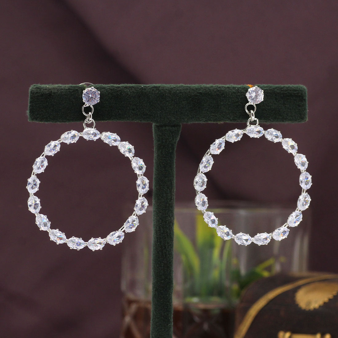 White Color Antique Earrings (ANTE1645WHT) Jewellery GetGlit