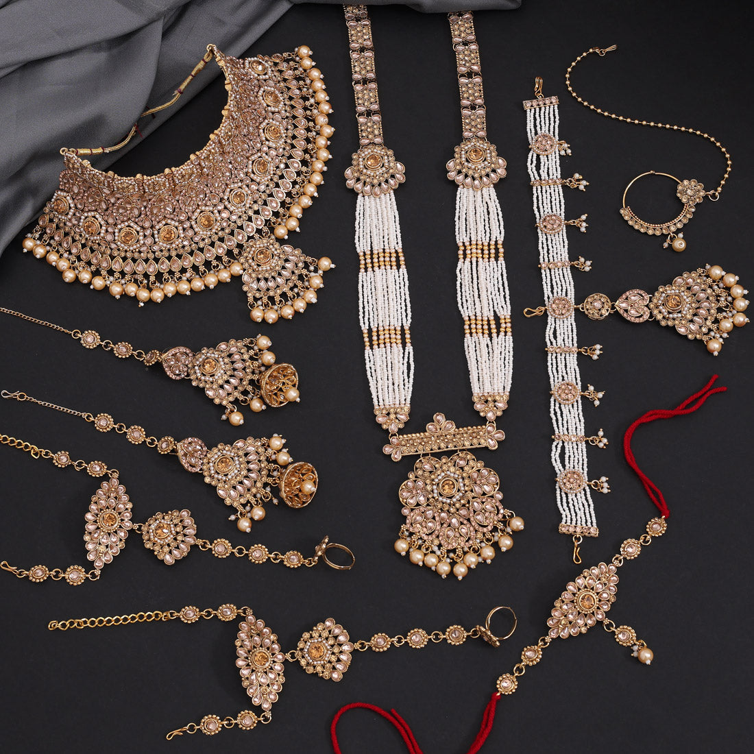 Gold Color Kundan Dulhan Set (BDL269GLD) Jewellery GetGlit