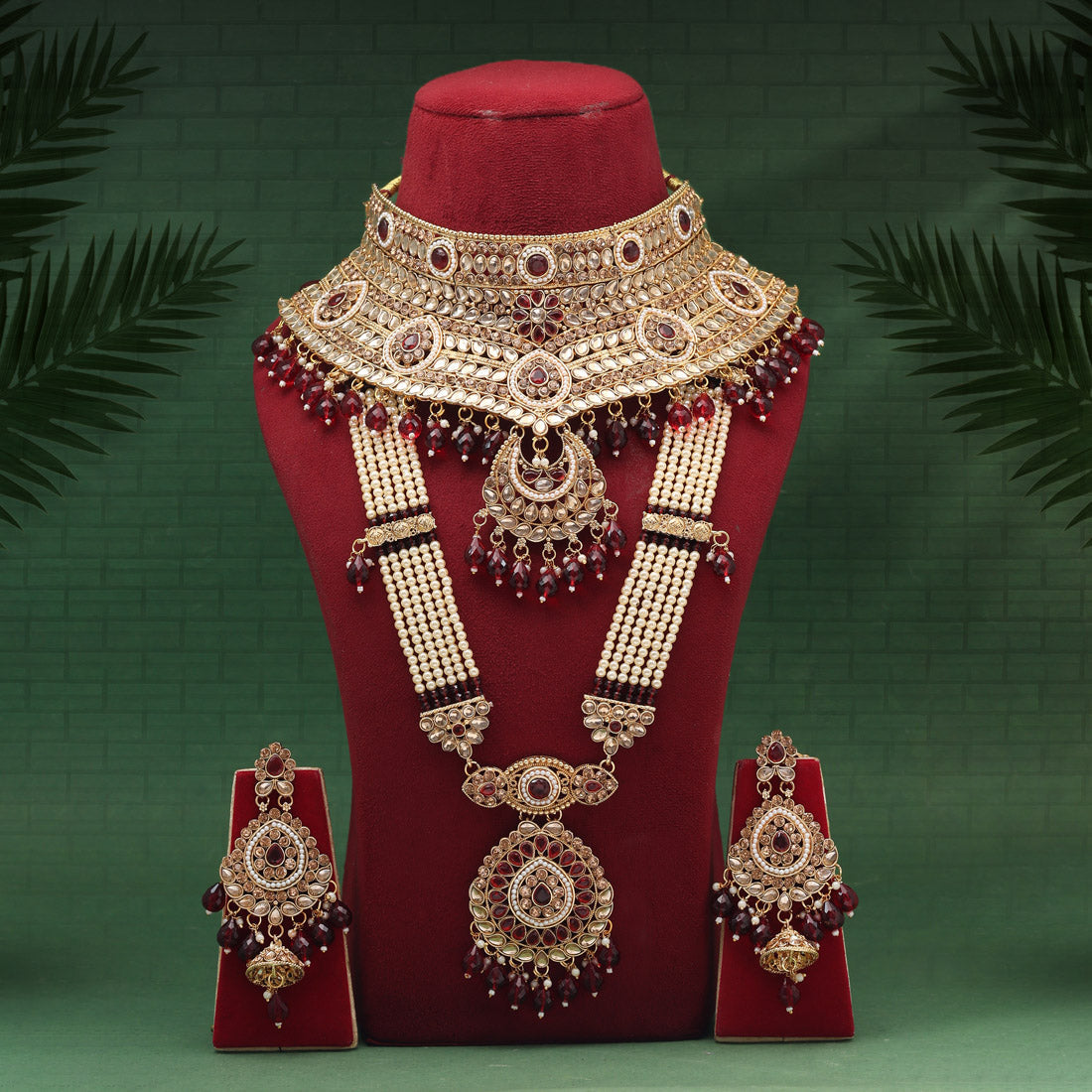 Maroon Color Kundan Dulhan Set (BDL271MRN) Jewellery GetGlit