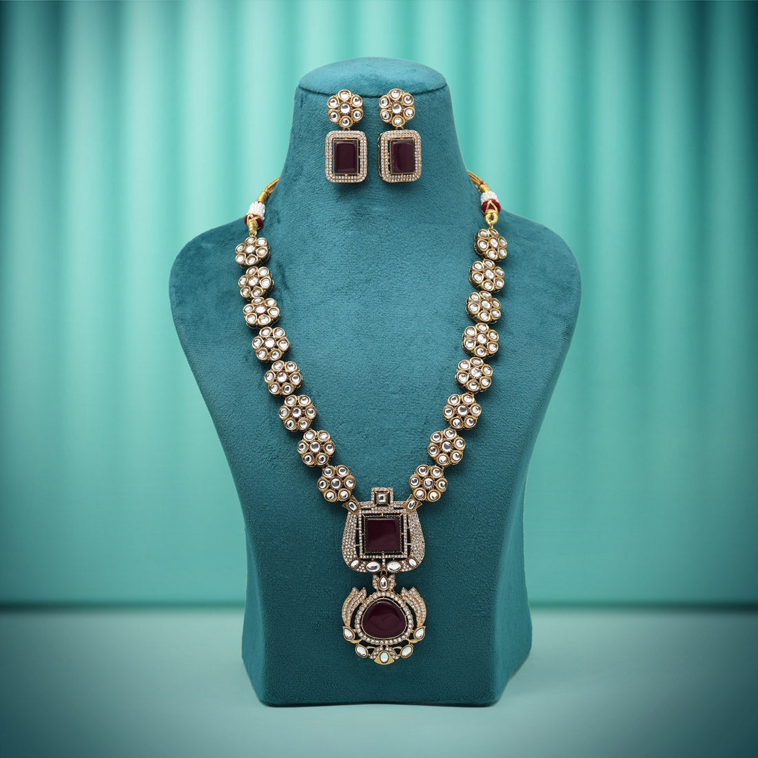 Purple Color American Diamond Necklaces Set Jewellery GetGlit