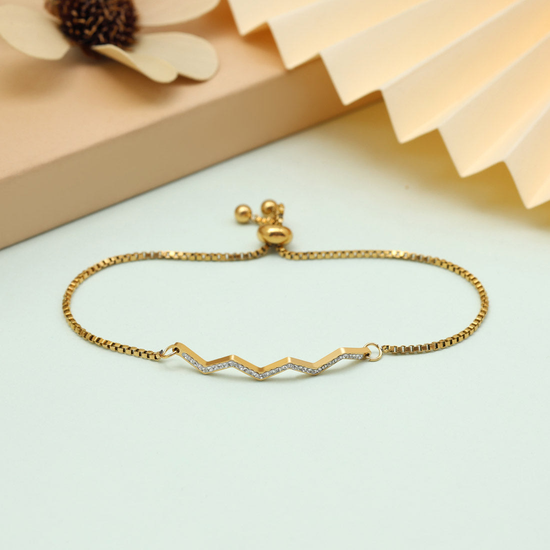 Elegant White Color Stainless Steel 18k Gold Plated Demi Fine Bracelet Jewellery GetGlit