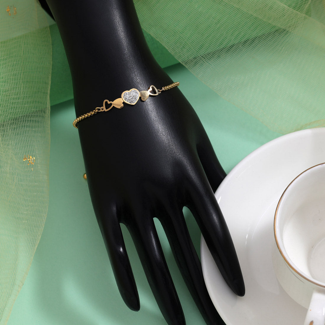 Sleek White Color Stainless Steel 18k Gold Plated Demi Fine Bracelet Jewellery GetGlit
