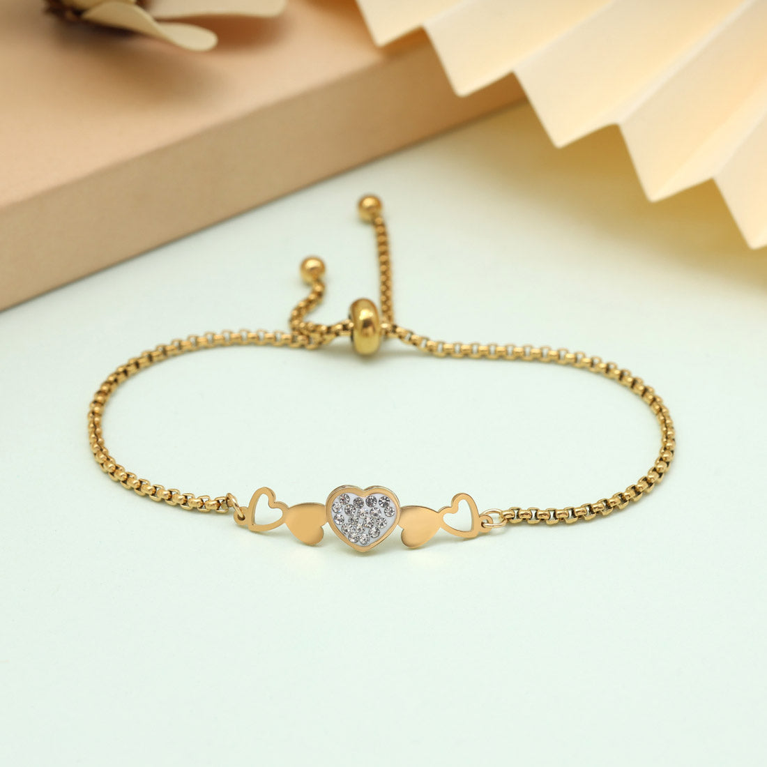 Sleek White Color Stainless Steel 18k Gold Plated Demi Fine Bracelet Jewellery GetGlit