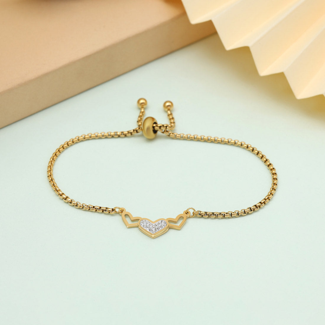 Classic White Color Stainless Steel 18k Gold Plated Demi Fine Bracelet Jewellery GetGlit