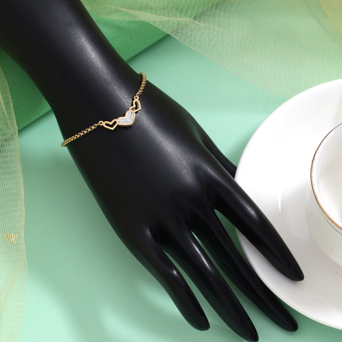 Classic White Color Stainless Steel 18k Gold Plated Demi Fine Bracelet Jewellery GetGlit