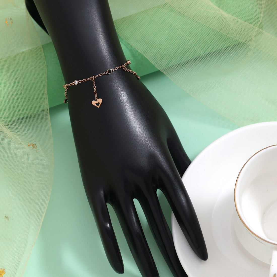 Radiant White Color Stainless Steel 18k Gold Plated Demi Fine Bracelet Jewellery GetGlit