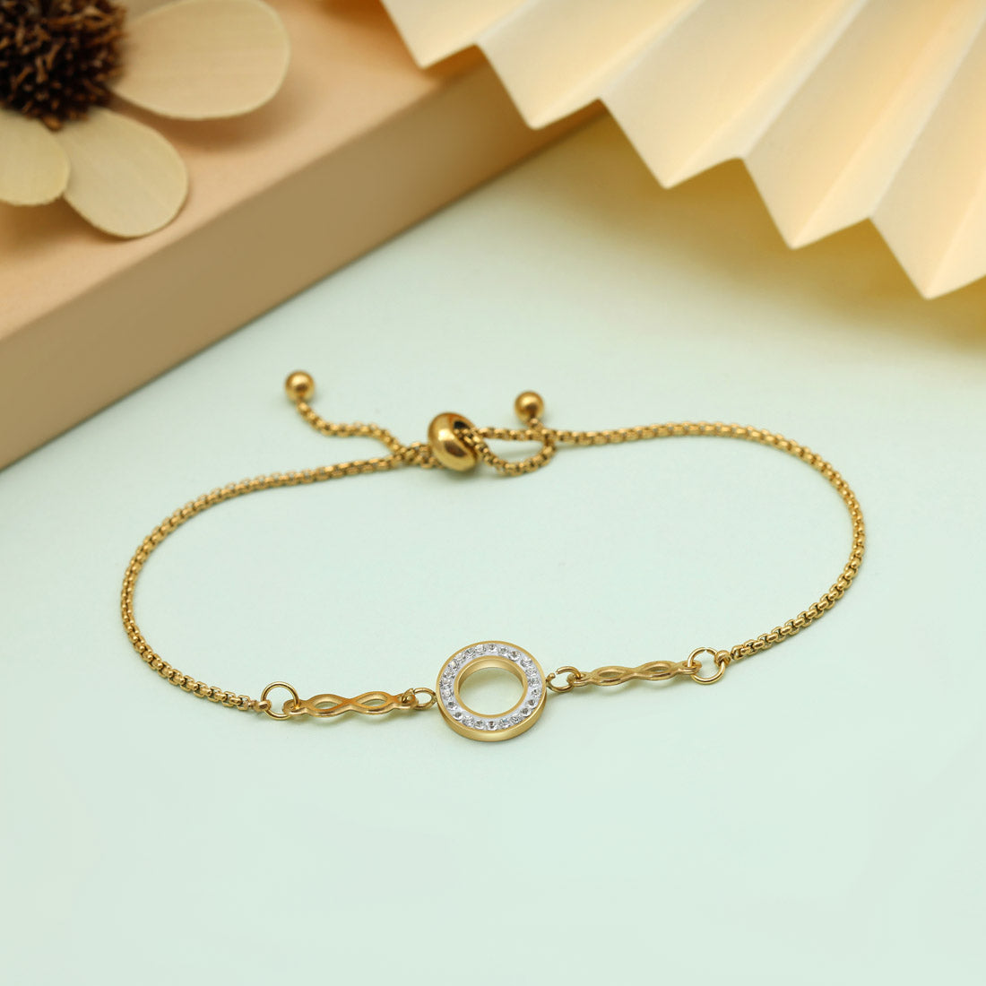 Glossy White Color Stainless Steel 18k Gold Plated Demi Fine Bracelet Jewellery GetGlit