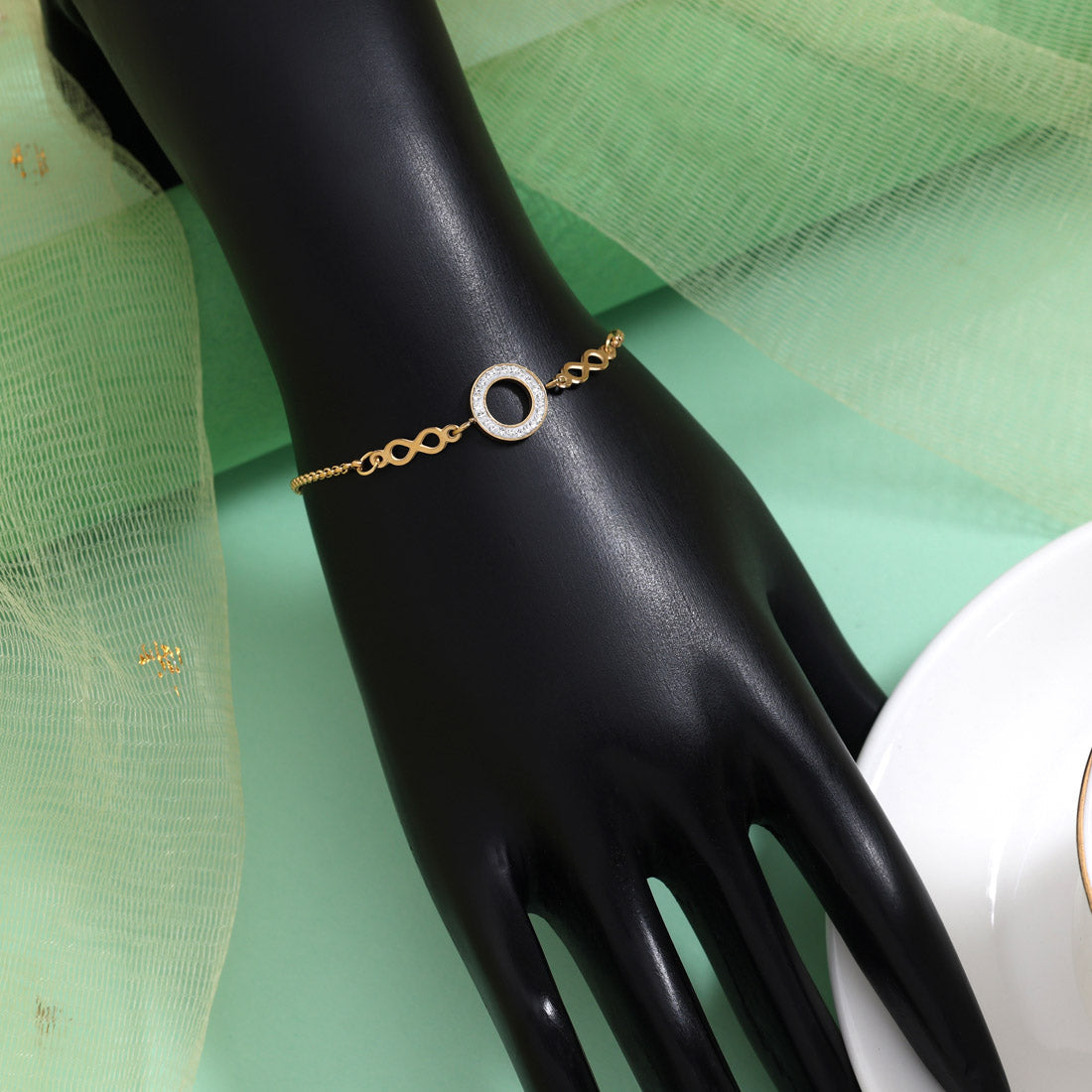Glossy White Color Stainless Steel 18k Gold Plated Demi Fine Bracelet Jewellery GetGlit